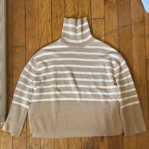 GAP Tan and White Cowl Neck Sweater